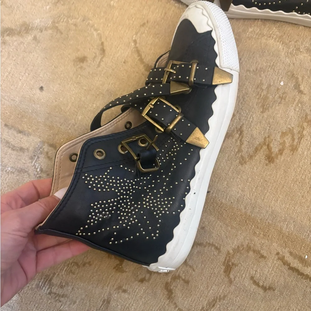 Chloe Studded Black High-Top Sneakers - Picture 5 of 6